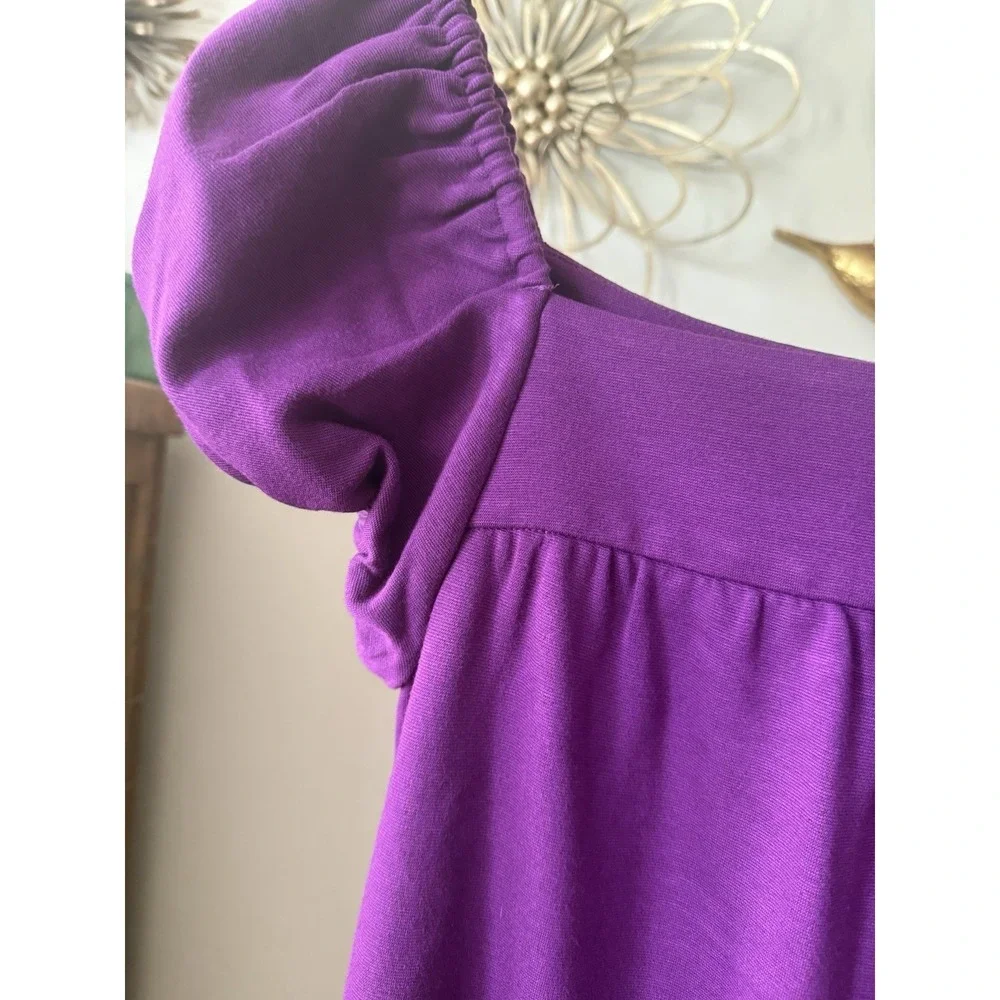 INC International Concepts Purple Puff Sleeve Babydoll Mini Dress Size 4 - Picture 2 of 7